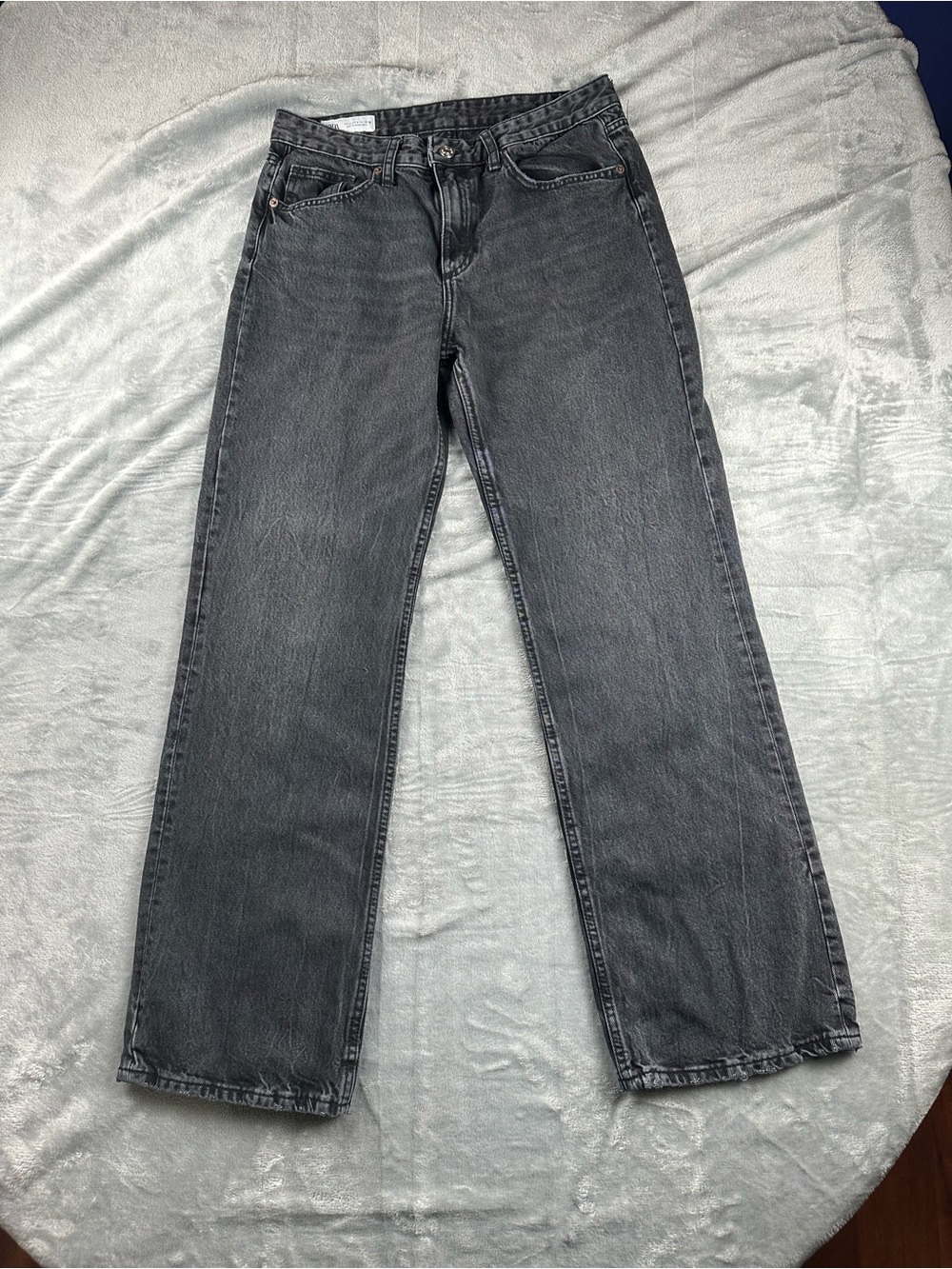 Zara Black Washed High Waist Relaxed Fit Jeans Size 8 - Picture 6 of 12